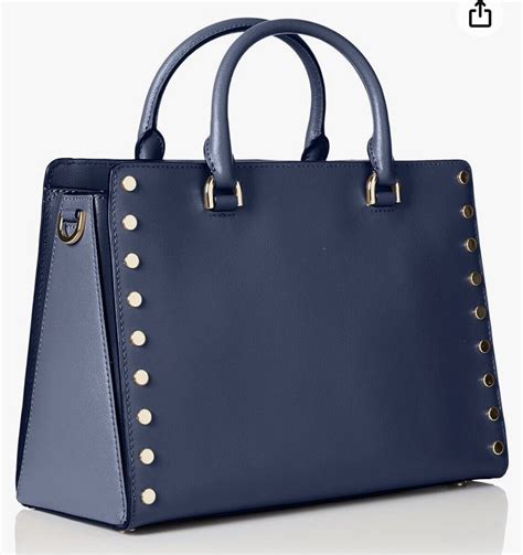 Michael Kors Sylvie Studded Leather Navy Satchel 